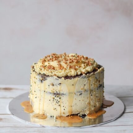 A rustic caramel topped cake perfect for celebrations and dessert lovers.
