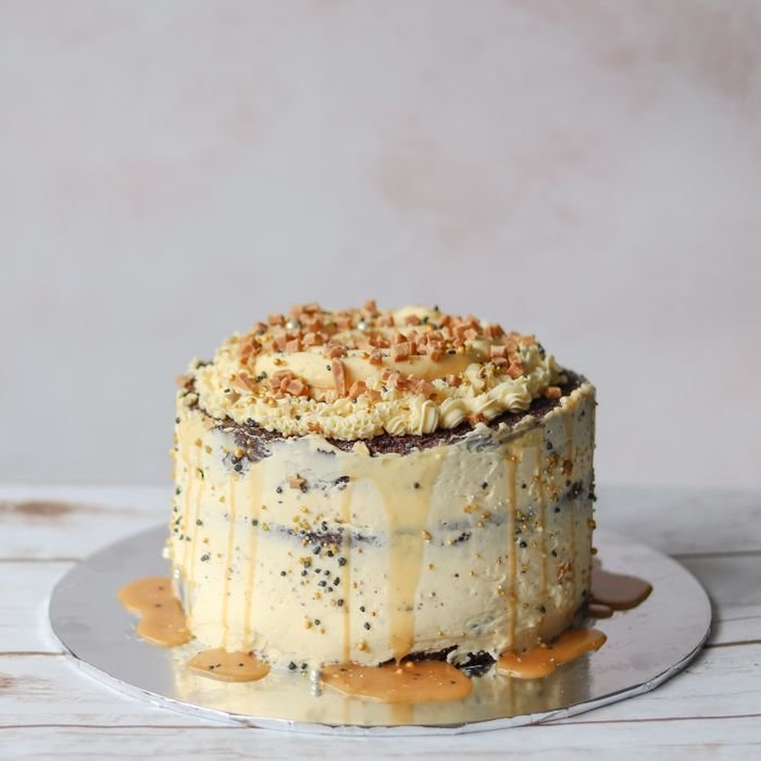 A rustic caramel topped cake perfect for celebrations and dessert lovers.